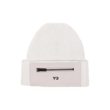 Y-3 Logo Printed Ribbed-Knit Beanie