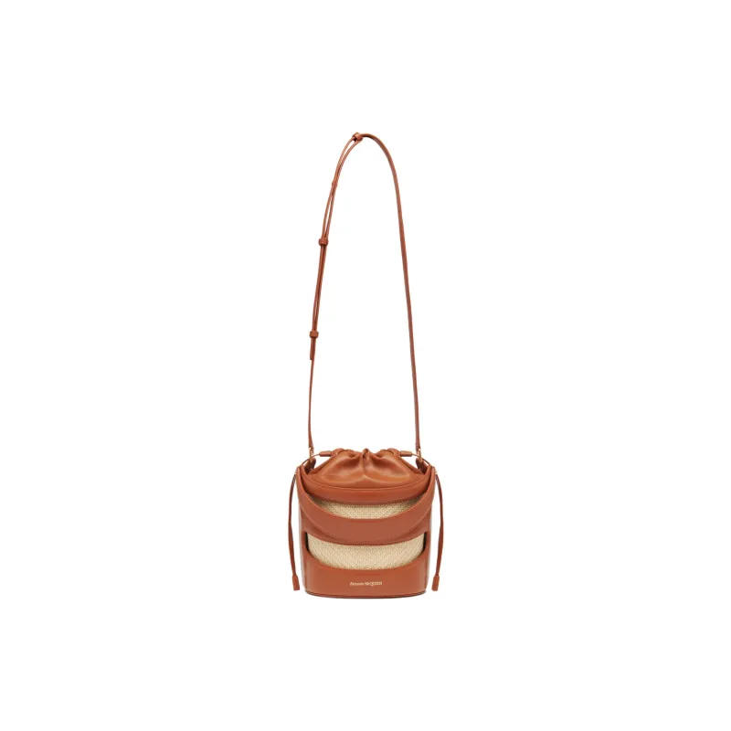 Alexander McQueen Calfskin Bucket Bags Shoulder Bag Crossbody Bag Handbag Regular Women's Brown & Natural-4