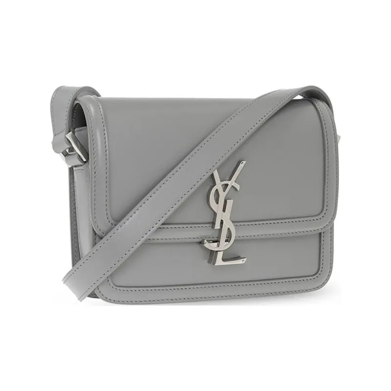 SAINT LAURENT SOLFERINO Leather Crossbody Bag Shoulder Bag Women's Gray-1