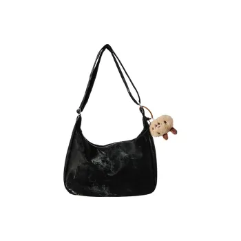 CARTELO Velour Shoulder Bag Dumpling Bag Women's Black White Pink