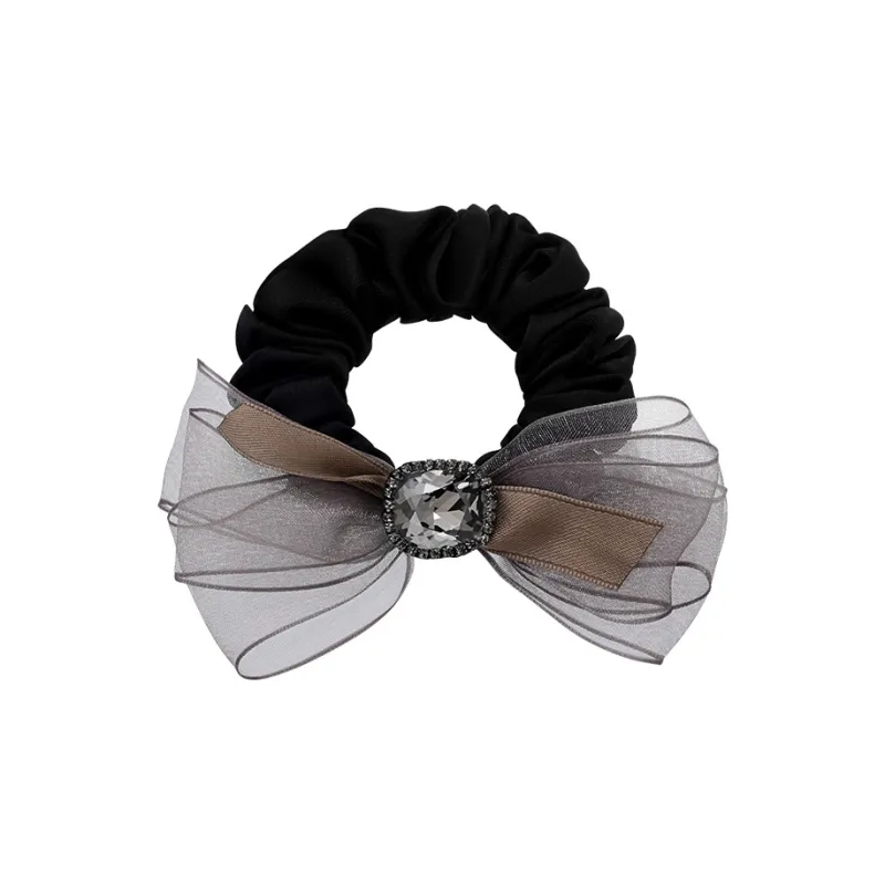ROYALSASA Silk Chiffon Faux Crystal Hair Tie Women's-0