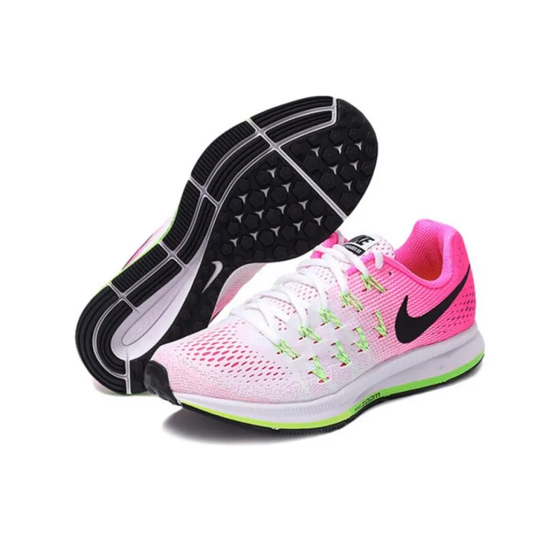 Nike Pegasus 33 Anti Slip Wear Resistant Low Top Casual Running Shoes Unisex Pink White-4