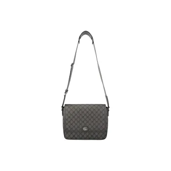GUCCI Ophidia Canvas With Leather Messenger Bag Shoulder Bag Crossbody Bag Medium Size Men's Gray