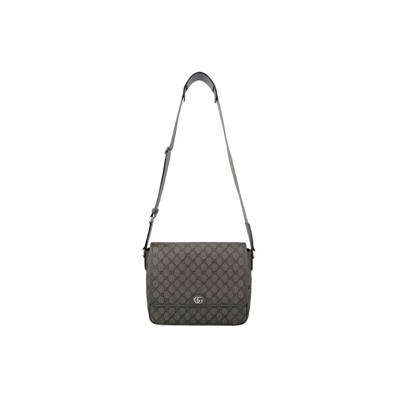 GUCCI Ophidia Canvas With Leather Messenger Bag Shoulder Bag Crossbody Bag Medium Size Men's Gray-0