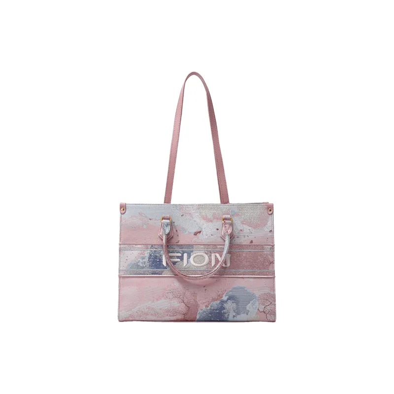 FION Cow Leather Fabric Handbag, Shoulder Bag Tubas Women's Pink-4