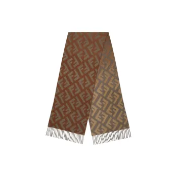 FENDI Wool Knit Scarves Women's Light Umber