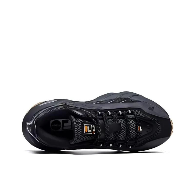 FILA FUSION ADE Cushioned Wear Resistant Breathable Low Top Running Shoes Men's Black-3