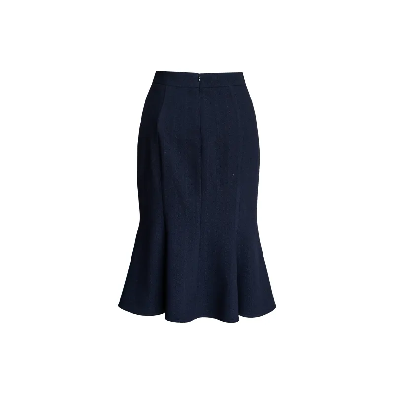 ROEYSHOUSE Casual Long Skirts Women's Navy Blue-1