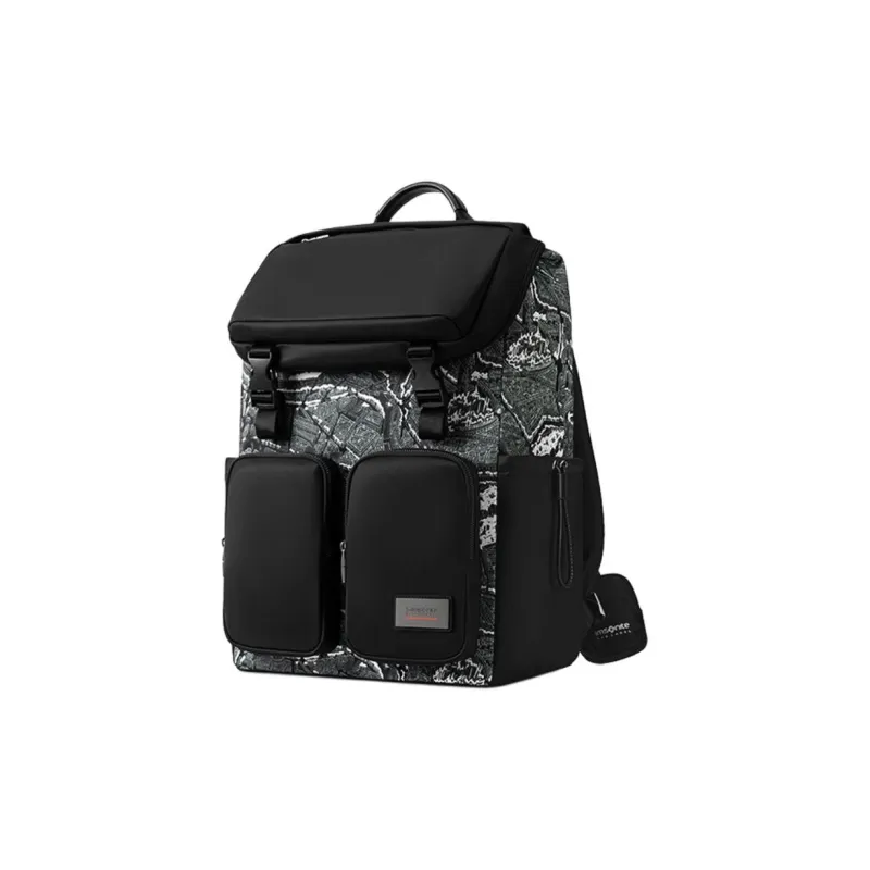 SAMSONITE V&A Collaboration Fabric Cow Leather Patchwork Backpack Unisex Jasper & Black-1