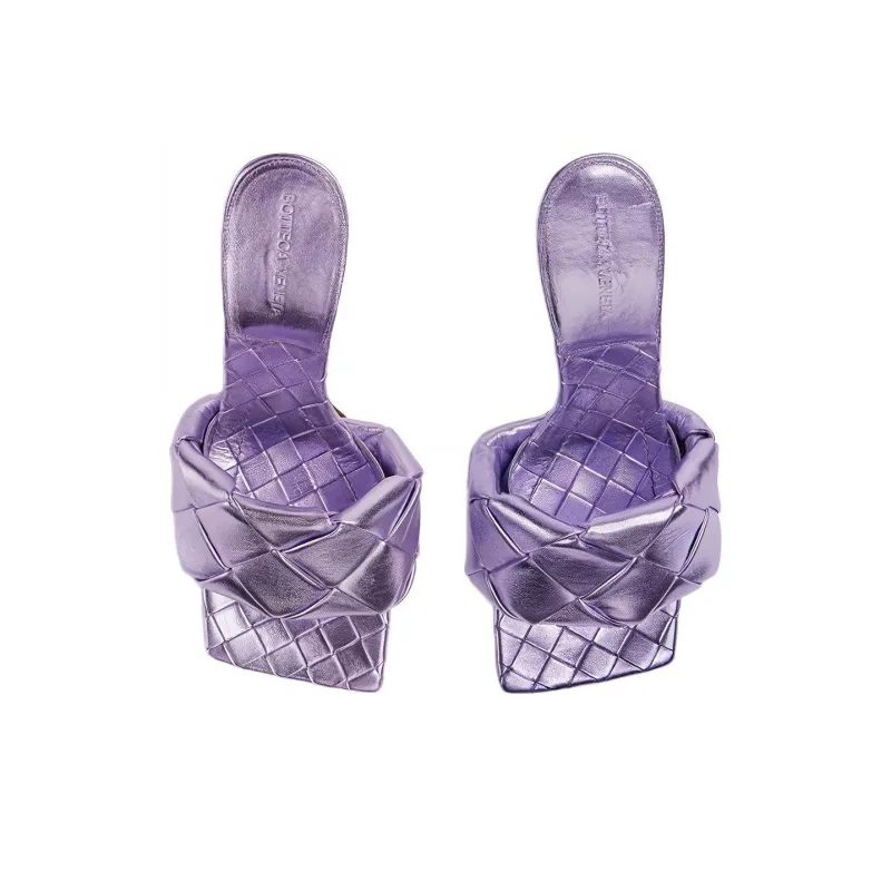Bottega Veneta Intreccio Metallised Mules Women's-3
