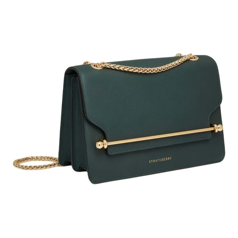 Strathberry Smooth Calf Leather Shoulder Bag Crossbody Bag Women's Dark Green-1