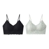 B Set-Lace Floral-Green+Black (2 Pcs)