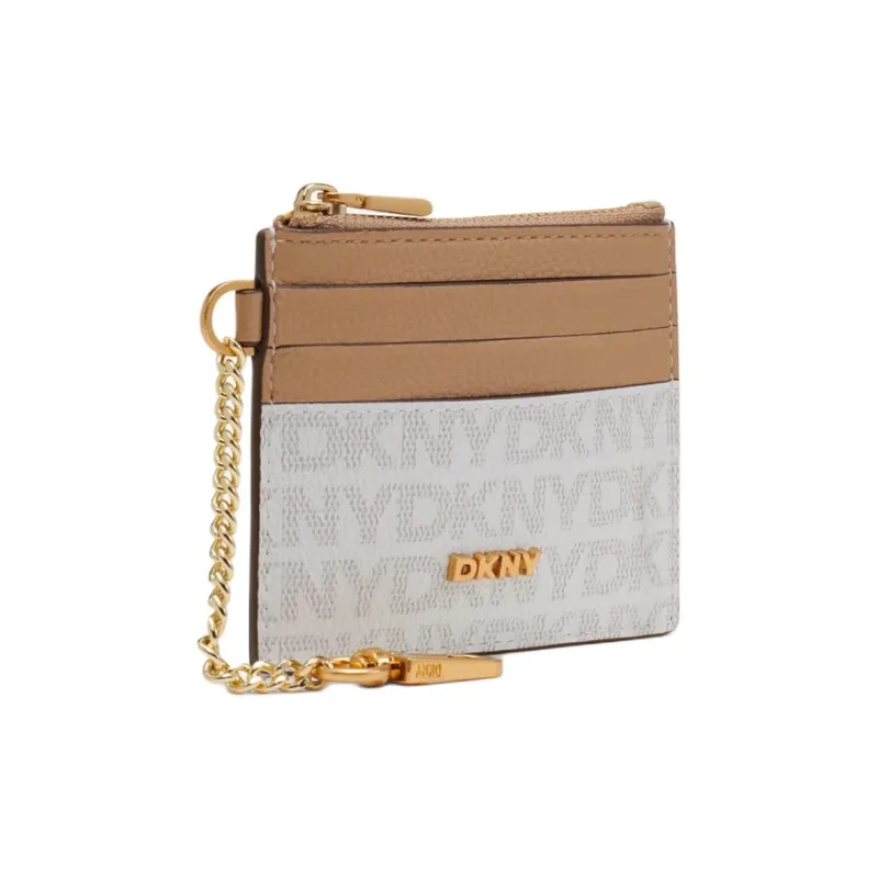 DKNY Artificial Leather Card Holder Women's Beige-1