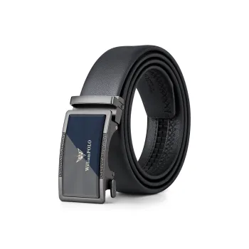 WilliamPOLO Cow Leather Leather Belts Men's Gunmetal 3.5cm Width