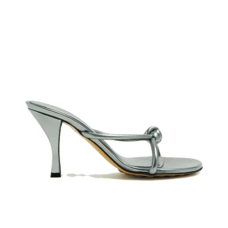 Bottega Veneta Blink Slide Slippers 7cm Women's Silver-1