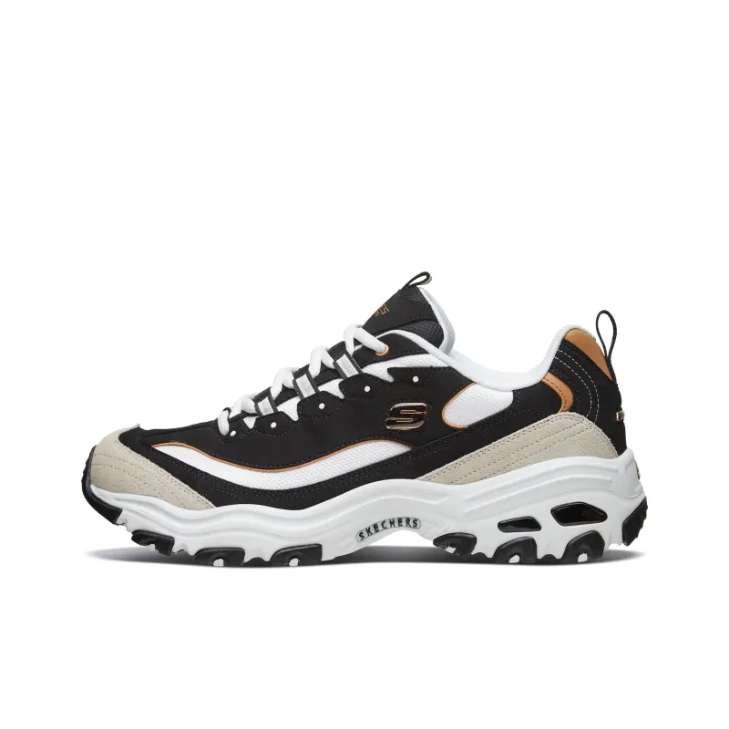 Skechers D'LITES 1.0 Anti Slip Wear Resistant Low Top Chunky Sneakers Men's Black Gold-1