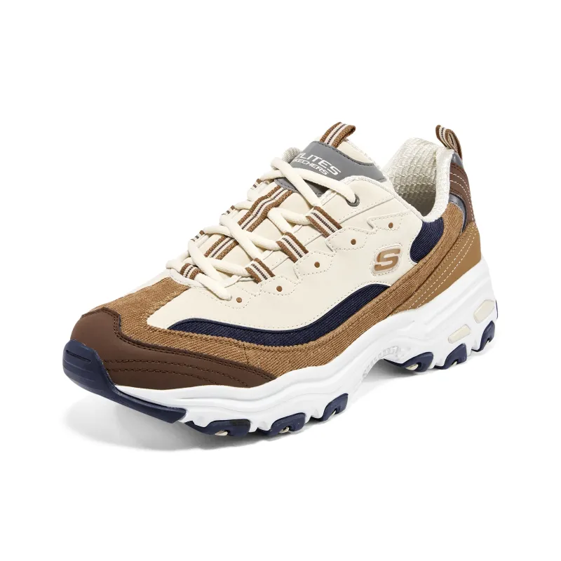 Skechers D'LITES 1.0 Anti Slip Wear Resistant Low Top Chunky Sneakers Men's Beige Brown-3