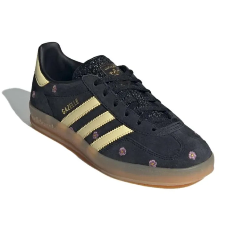 Adidas Originals Gazelle Indoor Core Black Almost Yellow Floral Women's-2
