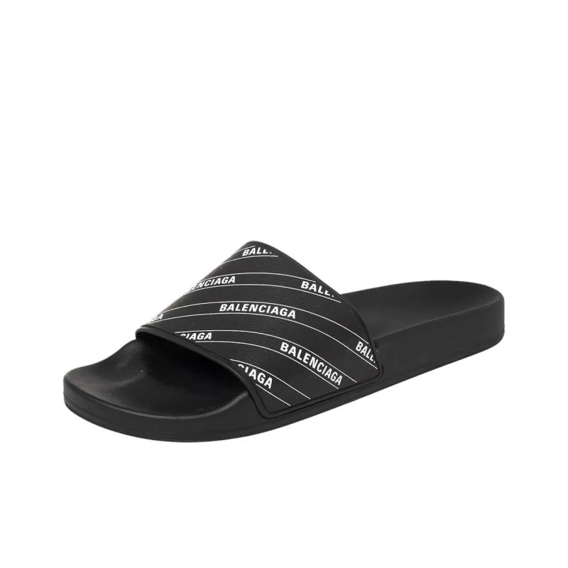 Balenciaga Rubber Slides 'Stripe Logo Piscine - Black'-2