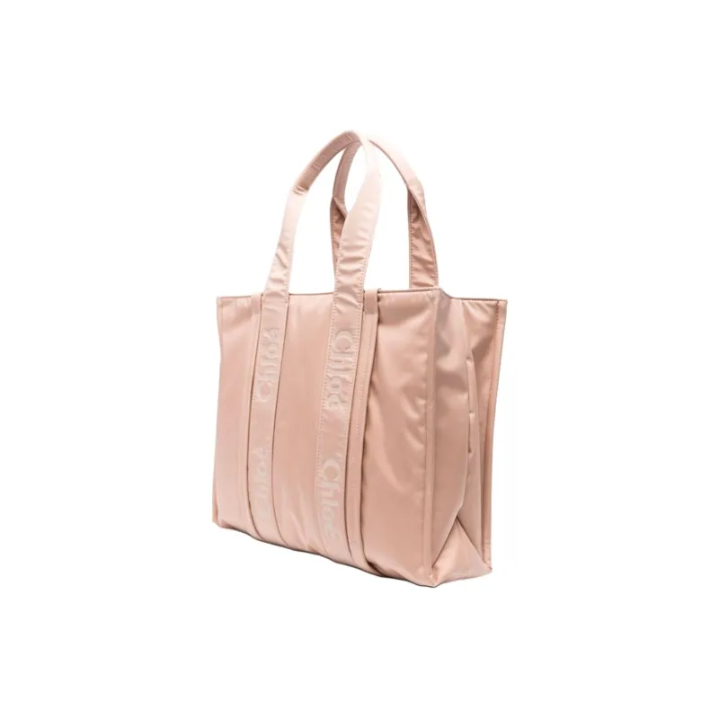Chloe Woody Polyurethane Tote Bag Shopping Bag Shoulder Bag Handbag Large Size Women's Pink-1