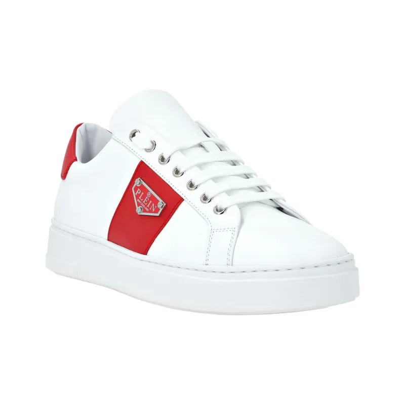 PHILIPP PLEIN Low Top Skateboard Shoes Unisex White Red-2