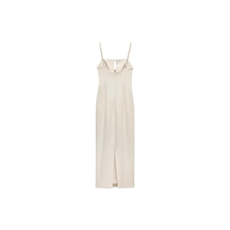 ZARA Trf Slip Dress Women's Beige-1