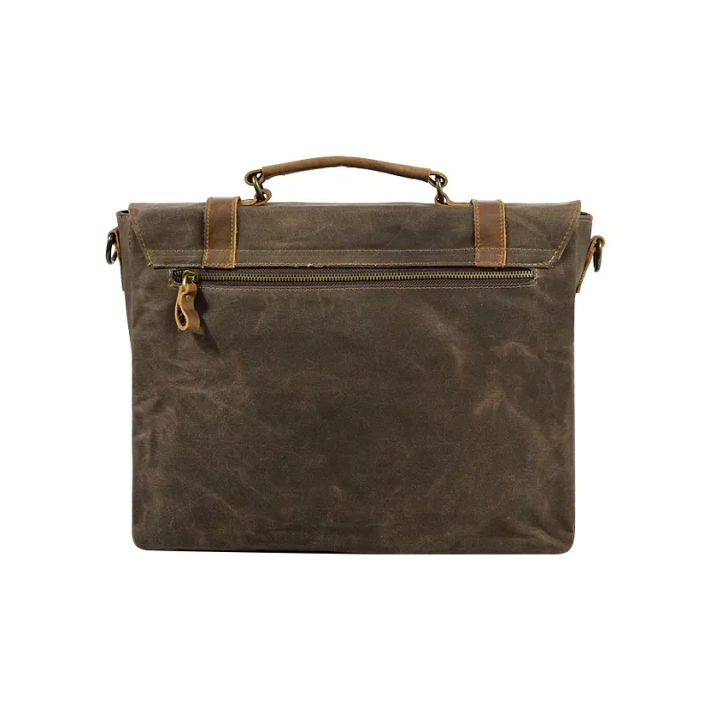 COTECi Top Grain Cow Leather With Canvas Shoulder Bag, Crossbody Bag, Handbag Regular Unisex Black/Brown-6