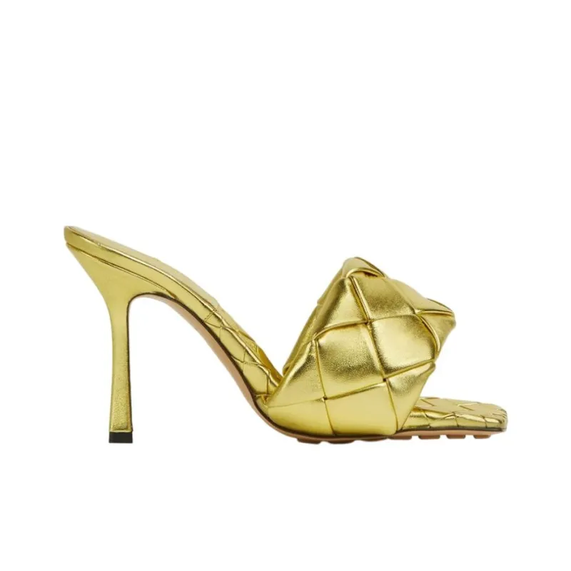 Bottega Veneta Lido Slide Slippers Women's Gold-1