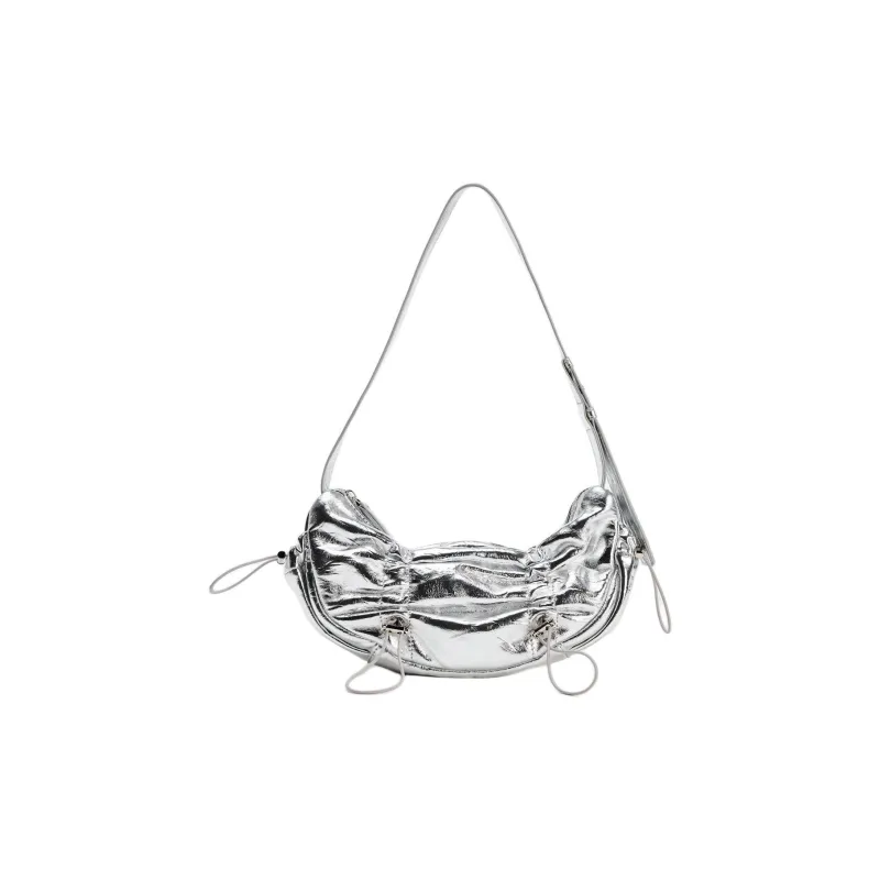 ZARA PU Handbag Shoulder Bag Mini Women's Silver-0