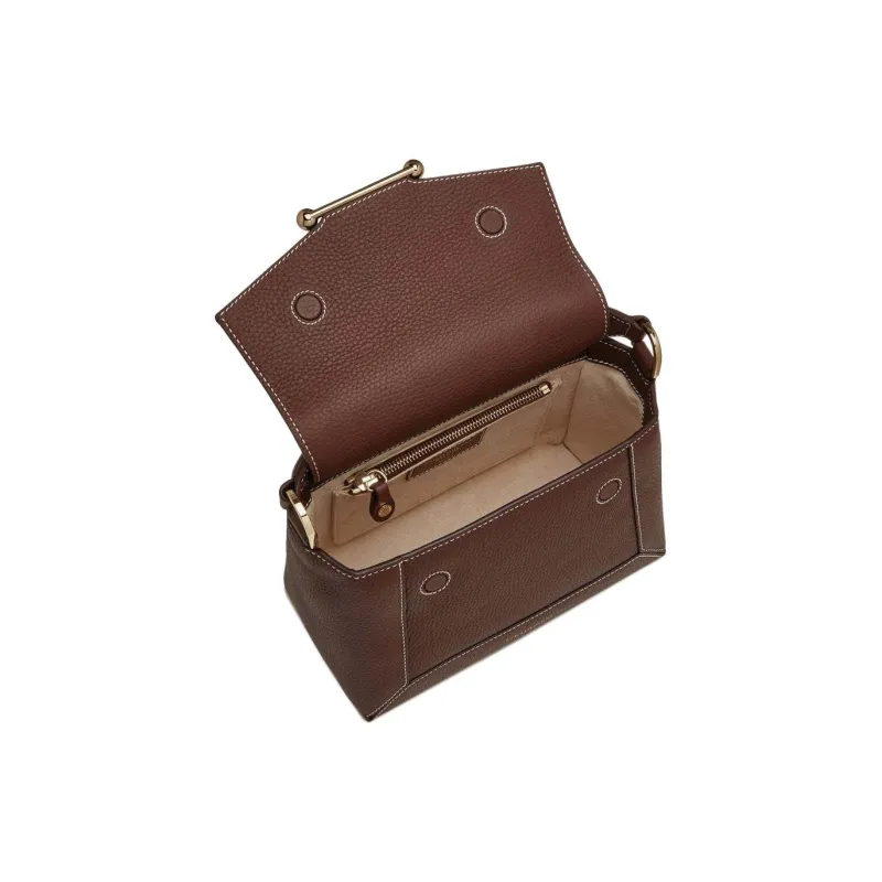 Strathberry Grained Calfskin Shoulder Bag Crossbody Bag Handbag Women's Chocolate With Vanilla-3