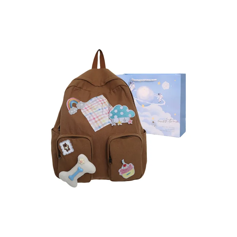 Duoluplo Doron Paul Nylon Backpack Regular Women's Brown/White-0
