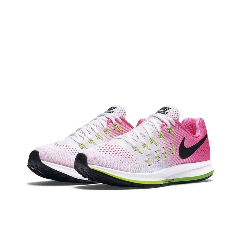 Nike Pegasus 33 Anti Slip Wear Resistant Low Top Casual Running Shoes Unisex Pink White-1