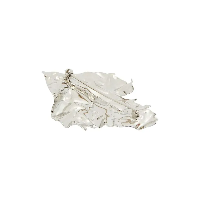 JIL SANDER Small Leaf shaped Polished Brooch-2