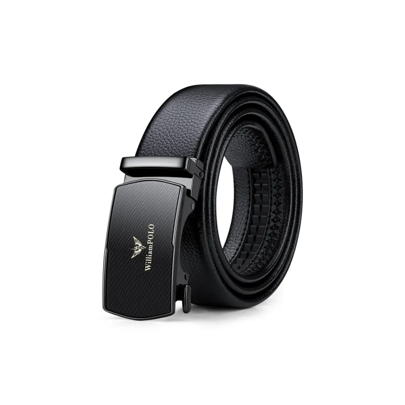 WilliamPOLO Cow Leather Leather Belts Men's Gunmetal 3.5cm Width-0