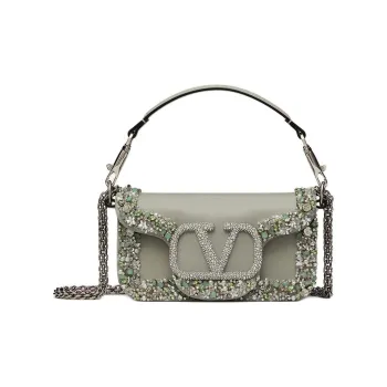 Valentino Faux Crystal Shoulder Bag, Crossbody Bag, Handbag Small Size Women's Crystal & Light Gray