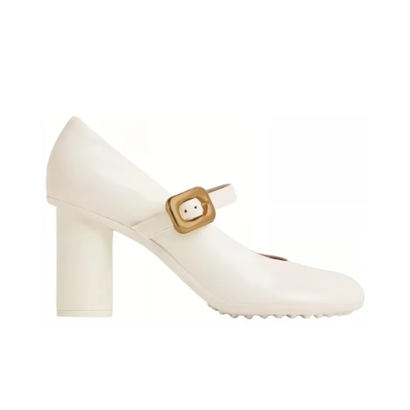 Bottega Veneta Atomic Chunky Heel Mary Jane Shoes Women's White-1