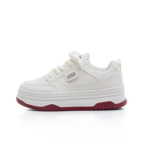 HUANQIU Skateboard Shoes Women's Low-Top White/Red