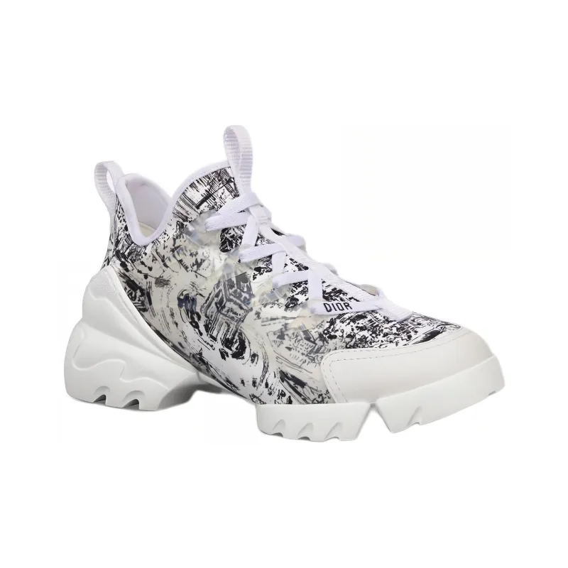 DIOR D-Connect Low-Top Casual Shoes Women's White Black-2