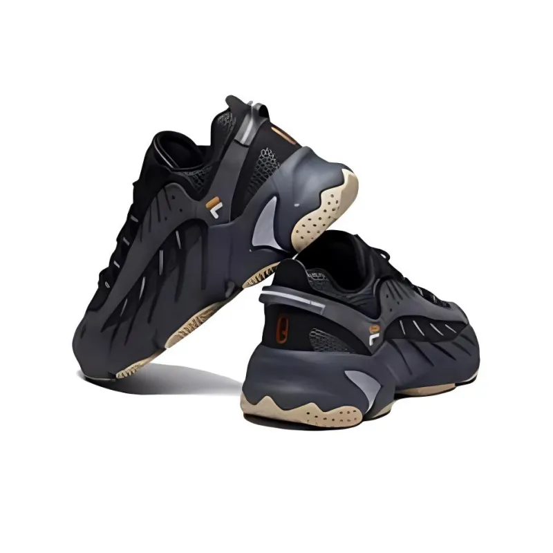 FILA FUSION ADE Cushioned Wear Resistant Breathable Low Top Running Shoes Men's Black-2