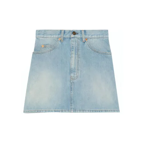 Doraemon X GUCCI Denim Short Skirts Women's Light Blue