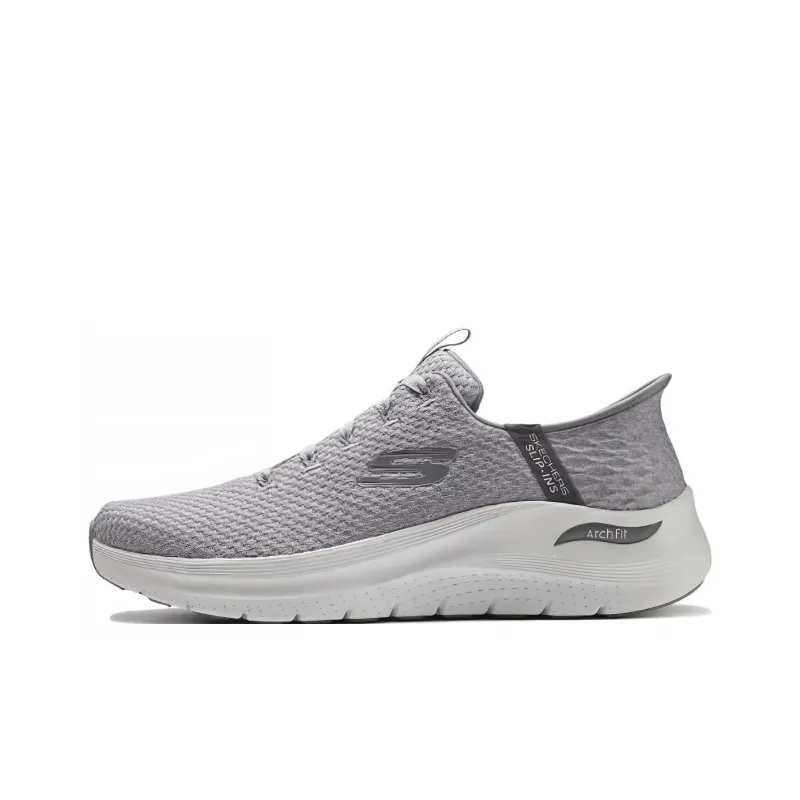 Skechers Cushioning Anti Slip And Wear Resistant Low Top Running Shoes Men's Gray-0
