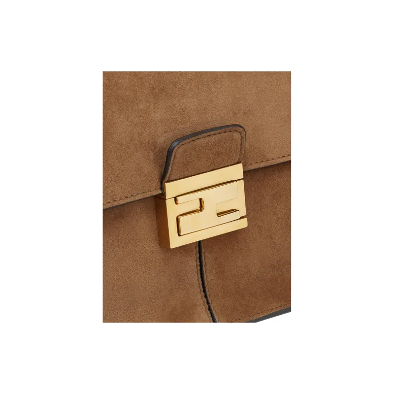 FENDI Kan U Goatskin Crossbody Bag, Shoulder Bag Large Size Women's Camel Brown-4
