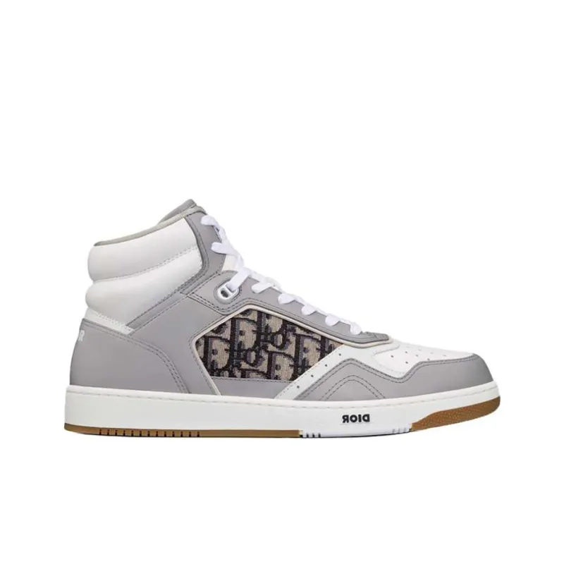 DIOR B27 High Top Gray White Beige Black DIOR Oblique Jacquard-1