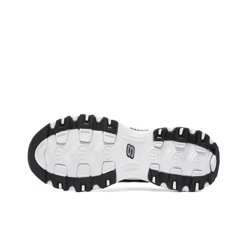 Skechers D'LITES 1.0 Anti Slip And Wear Resistant Warm Low Top Chunky Sneakers Women's Black White-5