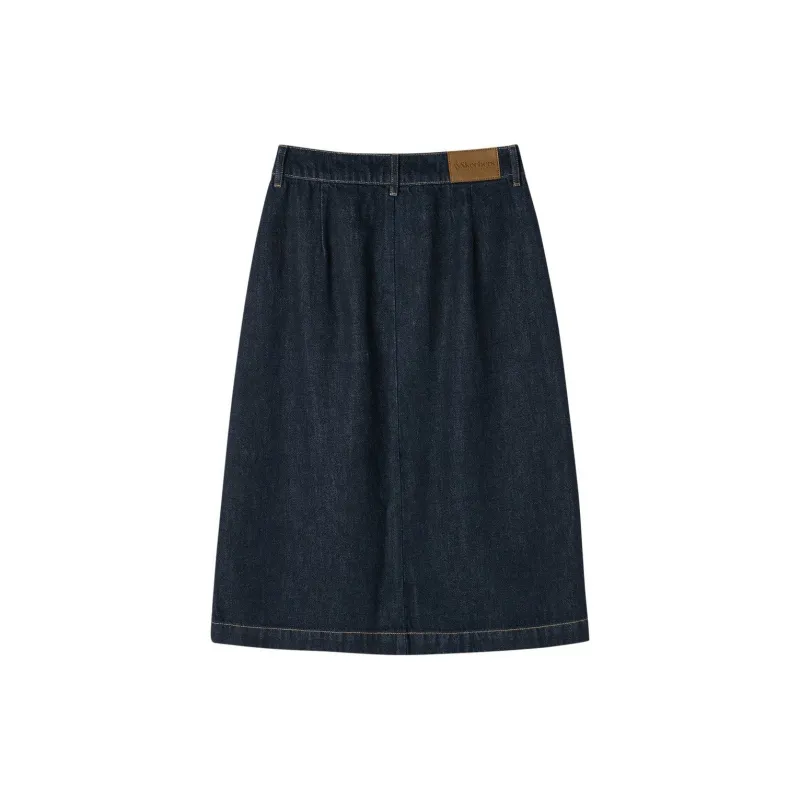 Skechers Yazhuan Series Denim Long Skirts Women's Dark Blue-1