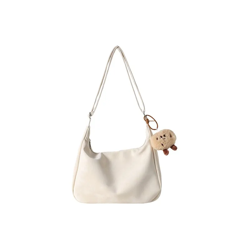 CARTELO Velour Shoulder Bag Dumpling Bag Women's Black White Pink-5