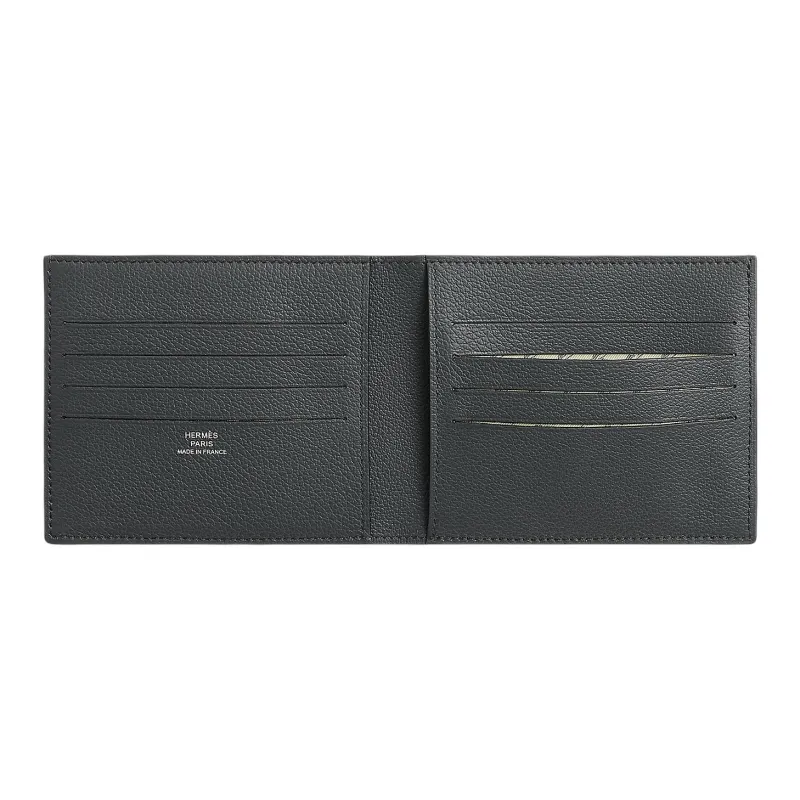 HERMES Citizen Twill Evercolor Calfskin Card Holder Men's Gray Fog-1