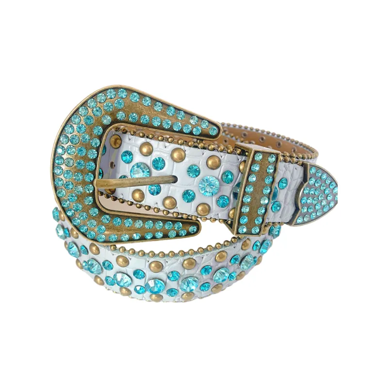 Emperor Penguin Rhinestone Korean Style Jeans With Crystal Inlay Decoration PU Leather Belts Women's 3.8cm-4