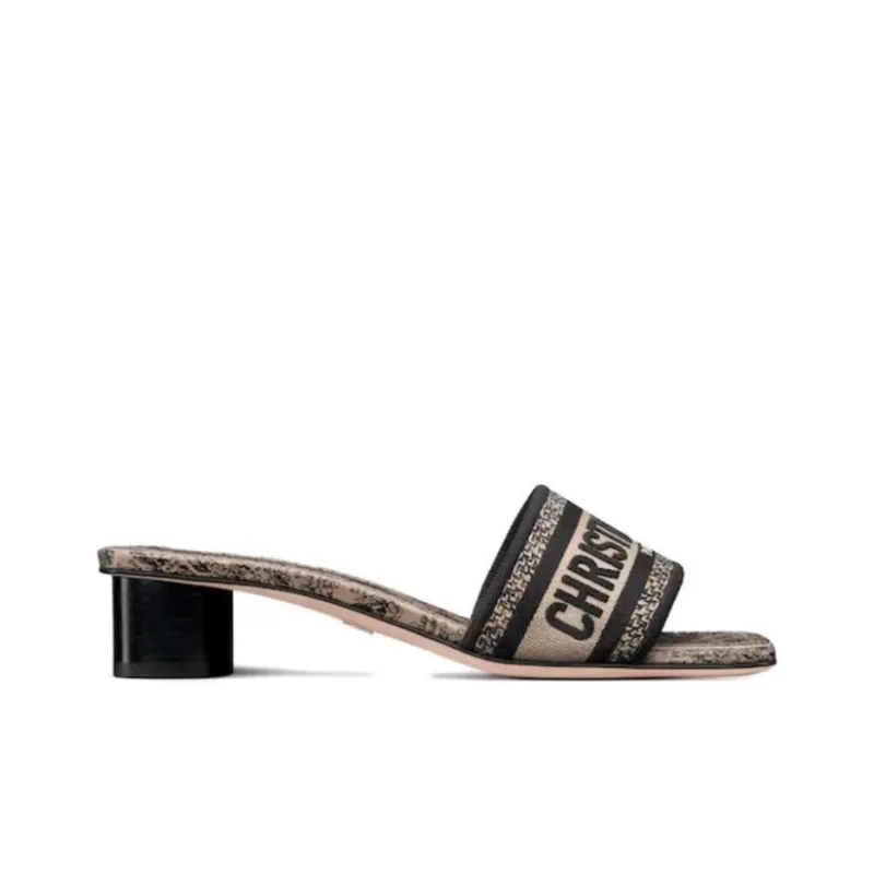 DIOR Slide Slippers Women's Beige Black-1