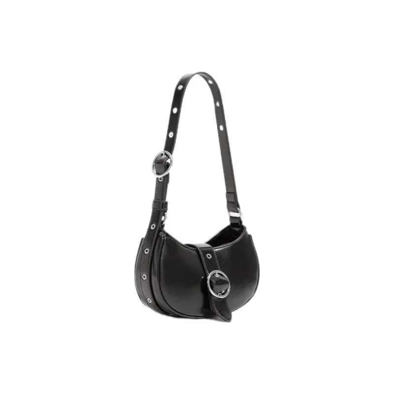 Carksky PU One Shoulder Shoulder Bag Women's Silver/Black-5
